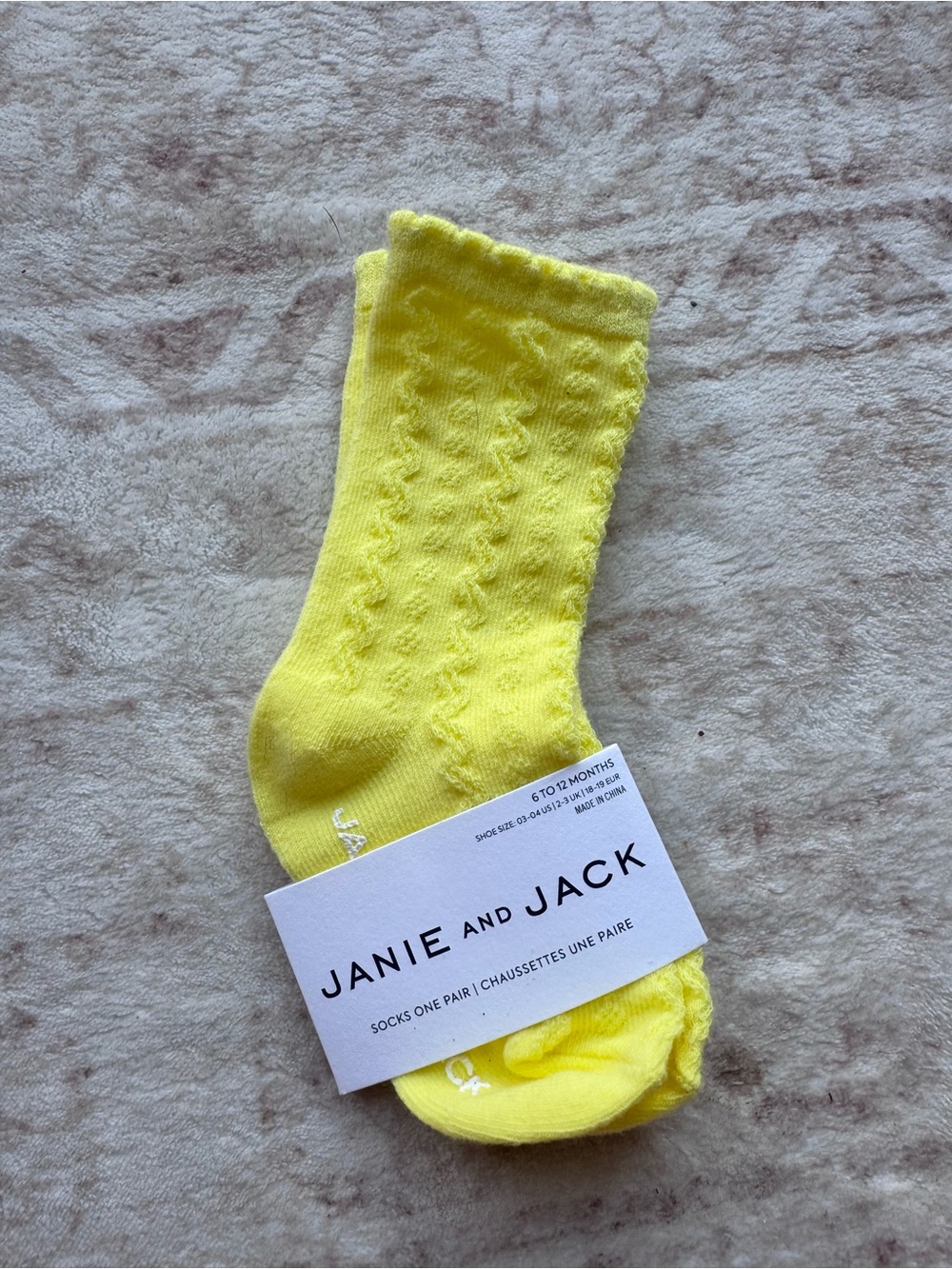 Janie and Jack yellow baby girl socks 6-12m NWT